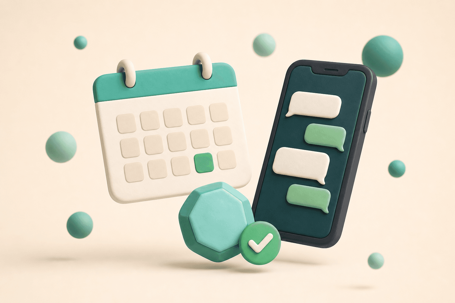 Illustratie: kalender, WhatsApp en een eenvoudige prijsmetafoor voor Snelraak-abonnementen